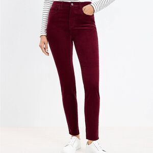 Loft modern skinny petite corduroy pants maroon 10P